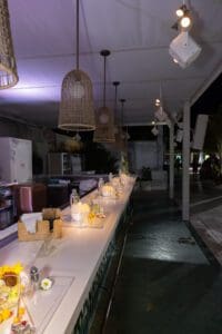 Photo of product display, pin spotted, custom arrangements for a Blue Spark Event Design - Product Launch Miami