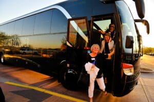 Unloading a bus